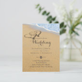 Sandy Beach Names in Sand Hearts Ocean Wedding Kaart (Staand voorkant)