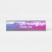 Sandy Beach Ocean Pink Abstracte aangepaste naam k Bureau Naambordje (Voorkant)