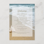 Sandy Beach Ocean Seashell Weddenschap Welkom Informatiekaartje (Voorkant)
