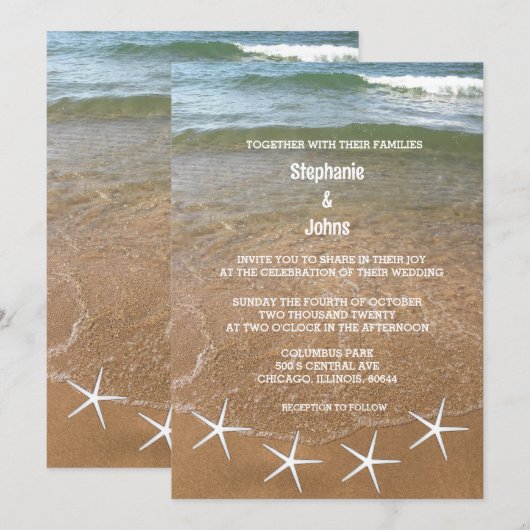 Sandy Beach Ocean Starfish Destination Wedding Kaart (Voorkant / Achterkant)
