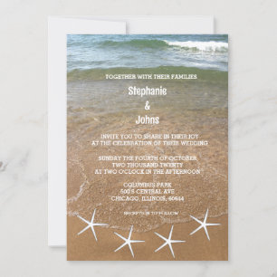 Sandy Beach Ocean Starfish Destination Wedding Kaart
