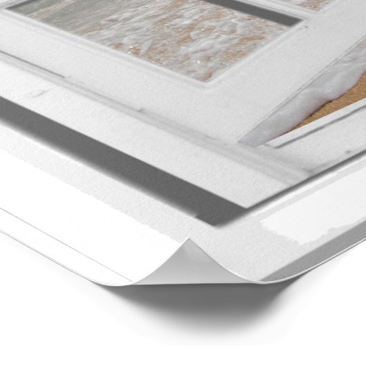 Sandy Beach Ocean Uitzicht Faux Window Poster (Hoek)