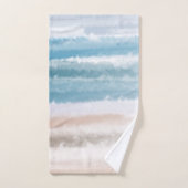 Sandy Beach Ocean Waves Abstracte Waterverf Bad Handdoek (Handdoek)