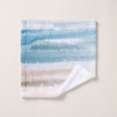 Sandy Beach Ocean Waves Abstracte Waterverf Bad Handdoek (Wasdoekje)