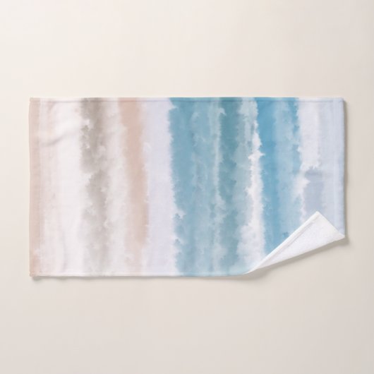 Sandy Beach Ocean Waves Abstracte Waterverf Bad Handdoek (Handdoek)