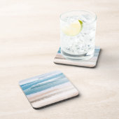 Sandy Beach Ocean Waves Abstracte Waterverf Bier Onderzetter (Rechterzijde)