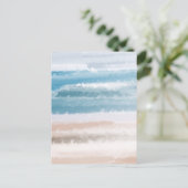 Sandy Beach Ocean Waves Abstracte Waterverf Briefkaart (Staand voorkant)