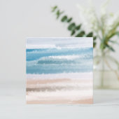 Sandy Beach Ocean Waves Abstracte Waterverf Feestdagenkaart (Staand voorkant)