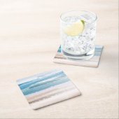 Sandy Beach Ocean Waves Abstracte Waterverf Kartonnen Onderzetters (Insitu)