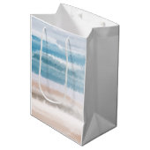 Sandy Beach Ocean Waves Abstracte Waterverf Medium Cadeauzakje (Voorkant Gekanteld)