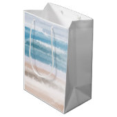 Sandy Beach Ocean Waves Abstracte Waterverf Medium Cadeauzakje (Achterkant Gekanteld)