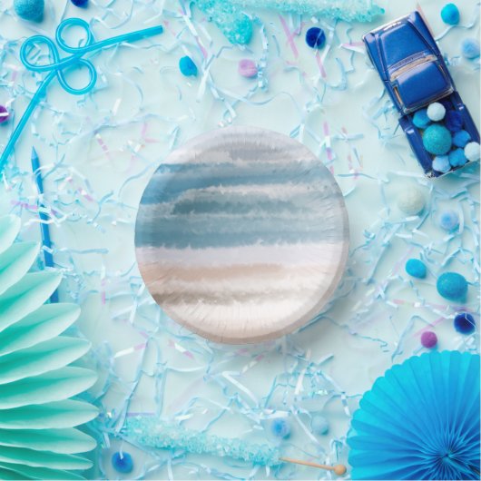 Sandy Beach Ocean Waves Abstracte Waterverf Papieren Kommen (Feest)