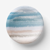 Sandy Beach Ocean Waves Abstracte Waterverf Papieren Kommen (Voorkant)