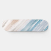 Sandy Beach Ocean Waves Abstracte Waterverf Persoonlijk Skateboard (Horizontaal)
