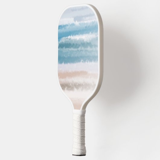 Sandy Beach Ocean Waves Abstracte Waterverf Pickleball Paddle (Links)