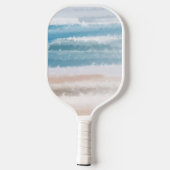 Sandy Beach Ocean Waves Abstracte Waterverf Pickleball Paddle (Achterkant)