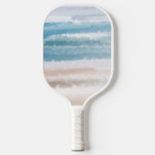 Sandy Beach Ocean Waves Abstracte Waterverf Pickleball Paddle (Voorkant)
