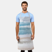 Sandy Beach Ocean Waves Abstracte Waterverf Schort (Gedragen)