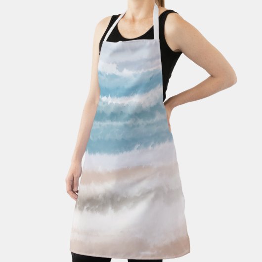 Sandy Beach Ocean Waves Abstracte Waterverf Schort (Insitu)