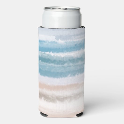 Sandy Beach Ocean Waves Abstracte Waterverf Seltzer Blikjeskoeler (Seltzer Achterkant)