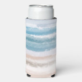 Sandy Beach Ocean Waves Abstracte Waterverf Seltzer Blikjeskoeler (Seltzer Voorkant)