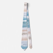 Sandy Beach Ocean Waves Abstracte Waterverf Stropdas (Voorkant)