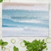 Sandy Beach Ocean Waves Abstracte Waterverf Theedoek (Gevouwen)