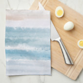 Sandy Beach Ocean Waves Abstracte Waterverf Theedoek (Quarter Fold)