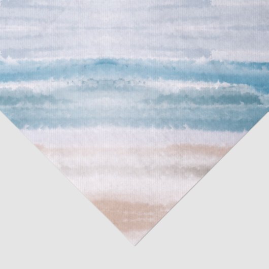 Sandy Beach Ocean Waves Abstracte Waterverf Tissuepapier (Detail)