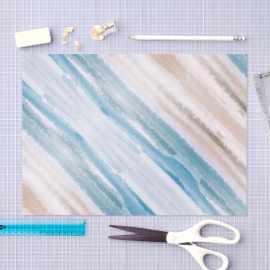 Sandy Beach Ocean Waves Abstracte Waterverf Tissuepapier (Craft)