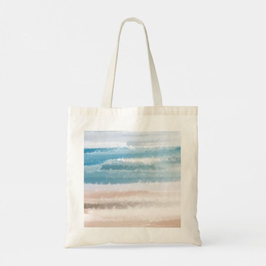 Sandy Beach Ocean Waves Abstracte Waterverf Tote Bag (Achterkant)