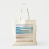 Sandy Beach Ocean Waves Abstracte Waterverf Tote Bag (Voorkant)