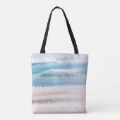 Sandy Beach Ocean Waves Abstracte Waterverf Tote Bag (Achterkant)