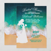 Sandy Beach Ocean Waves Bridal Shower Feestdagenkaart (Voorkant / Achterkant)