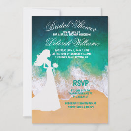 Sandy Beach Ocean Waves Bridal Shower Feestdagenkaart