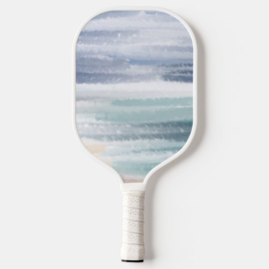 Sandy Beach Ocean Waves Cloudy Sky Abstract Pickleball Paddle (Achterkant)