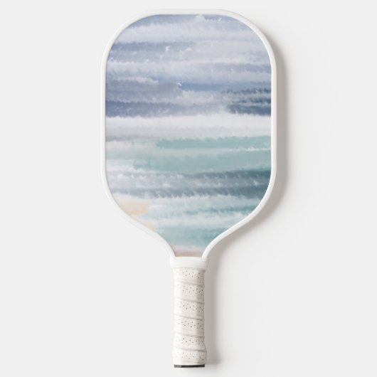 Sandy Beach Ocean Waves Cloudy Sky Abstract Pickleball Paddle (Voorkant)