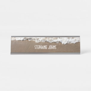 Sandy Beach Ocean Waves Monogram Custom Name Cool Bureau Naambordje