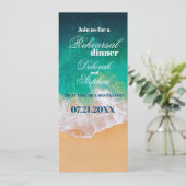 Sandy Beach Ocean Waves Rehearsal Dinner Kaart (Staand voorkant)