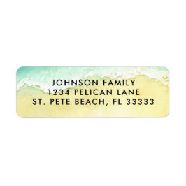 Sandy Beach Ocean Waves Return Address Etiket