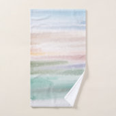 Sandy Beach Ocean Waves Sunset Abstracte Waterverf Bad Handdoek (Handdoek)