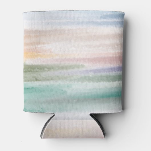 Sandy Beach Ocean Waves Sunset Abstracte Waterverf Blikjeskoeler (Voorkant)