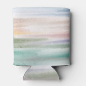 Sandy Beach Ocean Waves Sunset Abstracte Waterverf Blikjeskoeler (Achterkant)