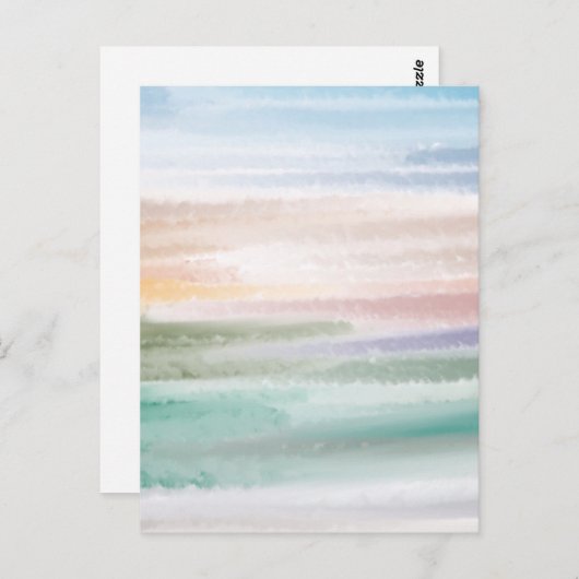 Sandy Beach Ocean Waves Sunset Abstracte Waterverf Briefkaart (Voorkant / Achterkant)