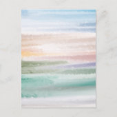 Sandy Beach Ocean Waves Sunset Abstracte Waterverf Briefkaart (Voorkant)