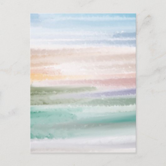 Sandy Beach Ocean Waves Sunset Abstracte Waterverf Briefkaart (Voorkant)
