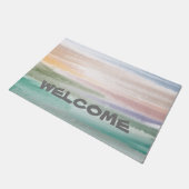 Sandy Beach Ocean Waves Sunset Abstracte Waterverf Deurmat (Schuin)