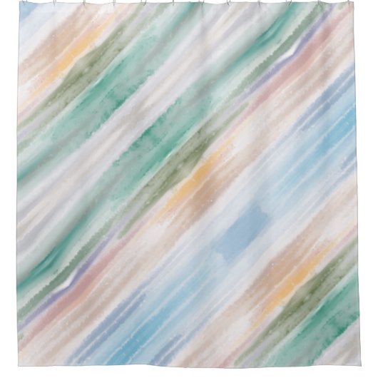 Sandy Beach Ocean Waves Sunset Abstracte Waterverf Douchegordijn (Voorkant)