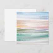 Sandy Beach Ocean Waves Sunset Abstracte Waterverf Feestdagenkaart (Voorkant / Achterkant)