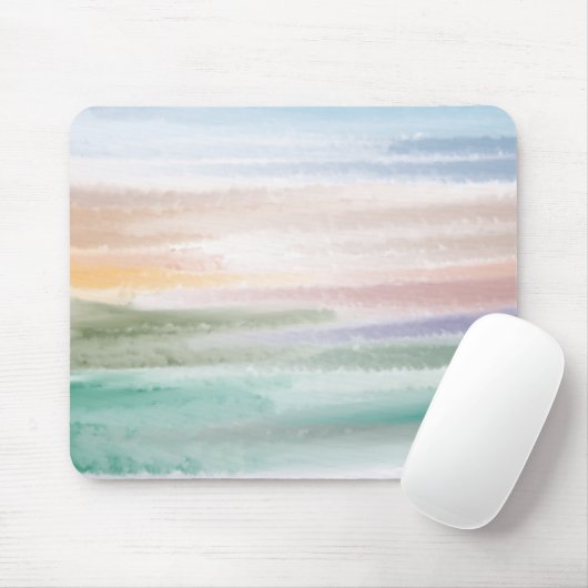 Sandy Beach Ocean Waves Sunset Abstracte Waterverf Muismat (Met muis)